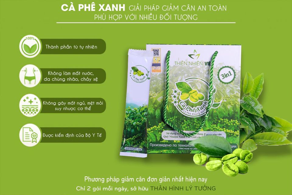 Cà Phê Xanh Thiên Nhiên Việt Hộp Nhỏ 10 Gói (Combo 2 Hộp) - 8936188260030