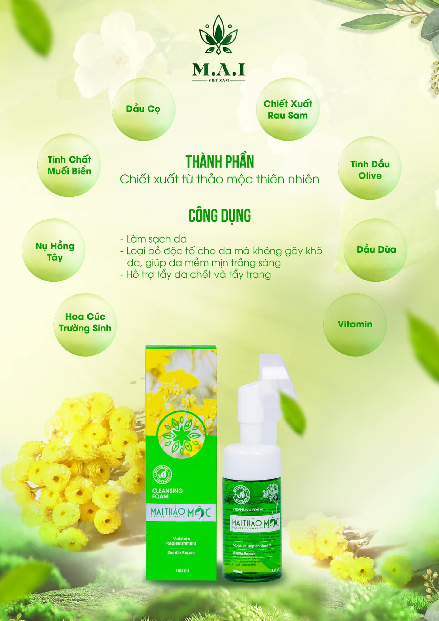 Sữa rửa mặt trị mụn Mai Thảo Mộc