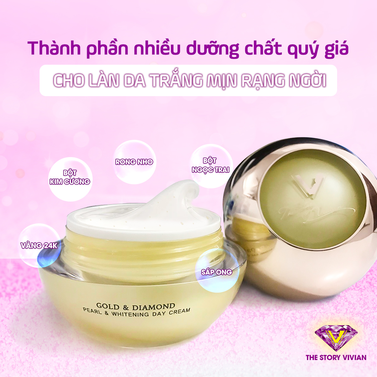 Kem face dưỡng trắng da ngoc trai ban ngày The Story Vivian