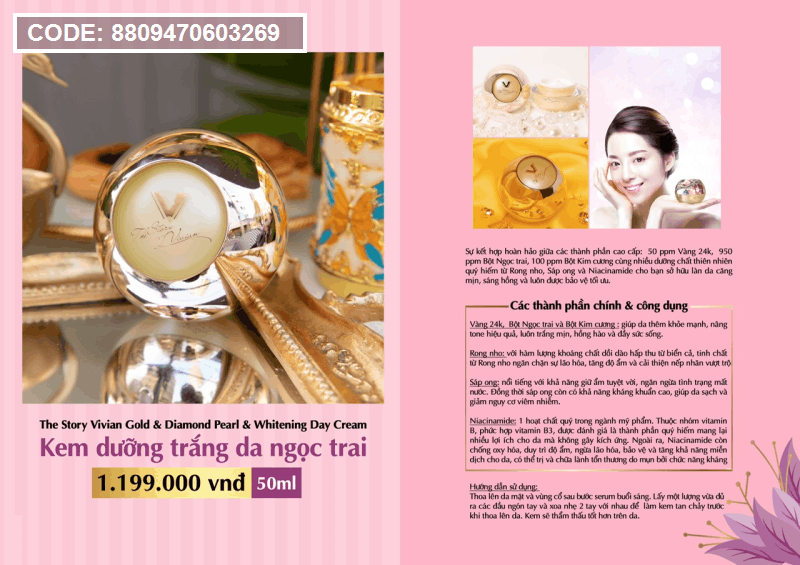 Kem face dưỡng trắng da ngoc trai ban ngày The Story Vivian
