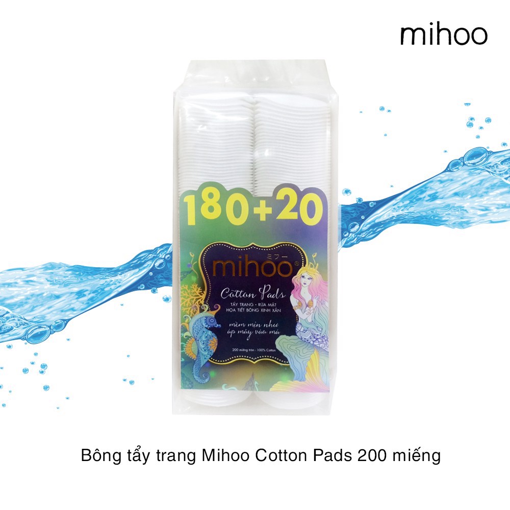 Bông Tẩy Trang Mihoo 100% Cotton (200 Miếng)