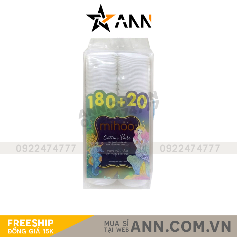 15004_8936112021140_20240727143811-2.png Bông Tẩy Trang Mihoo 100% Cotton (200 Miếng) - 8936112021140