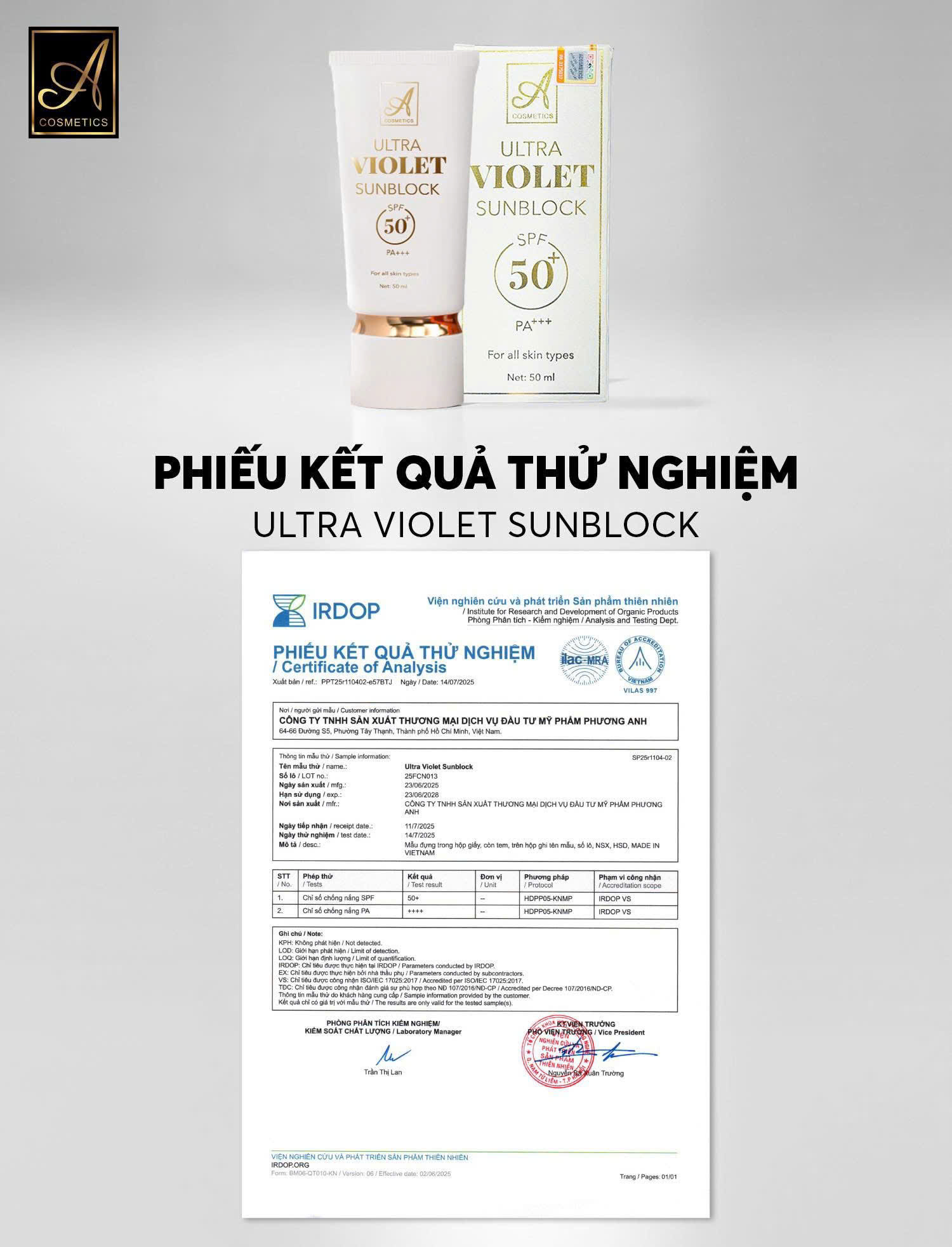 Kem Chống Nắng A Cosmetics Ultra Violet Sunblock Mỹ Phẩm Phương Anh