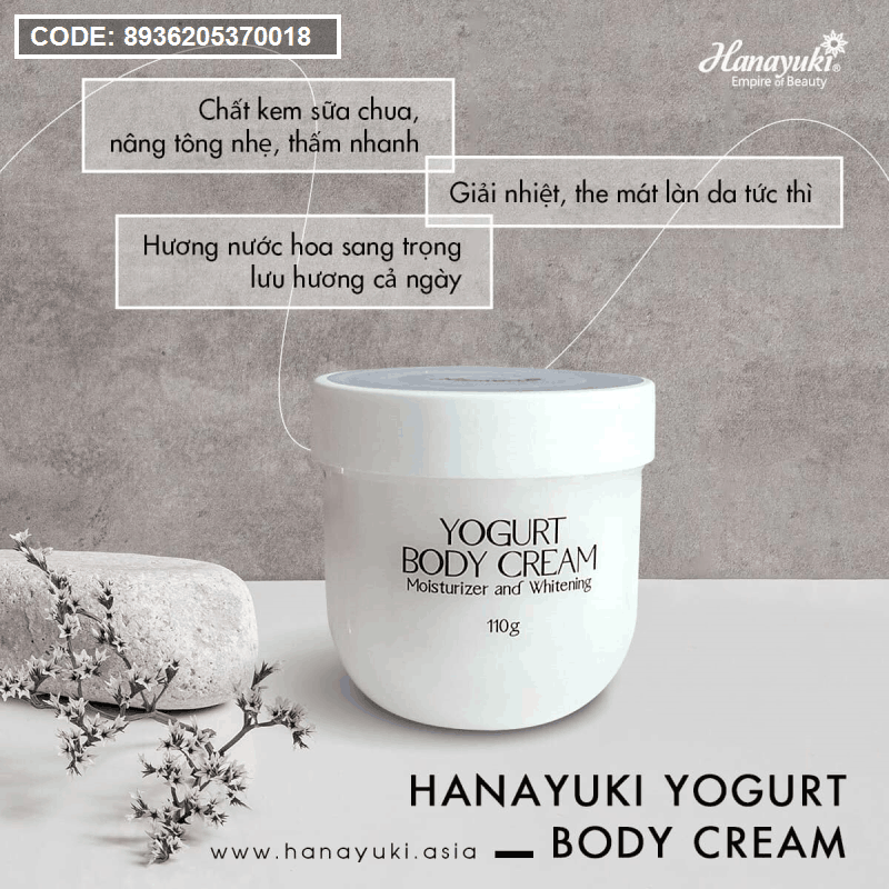 Kem dưỡng trắng da body Yogurt Body Cream Hanayuki - 8936205370018