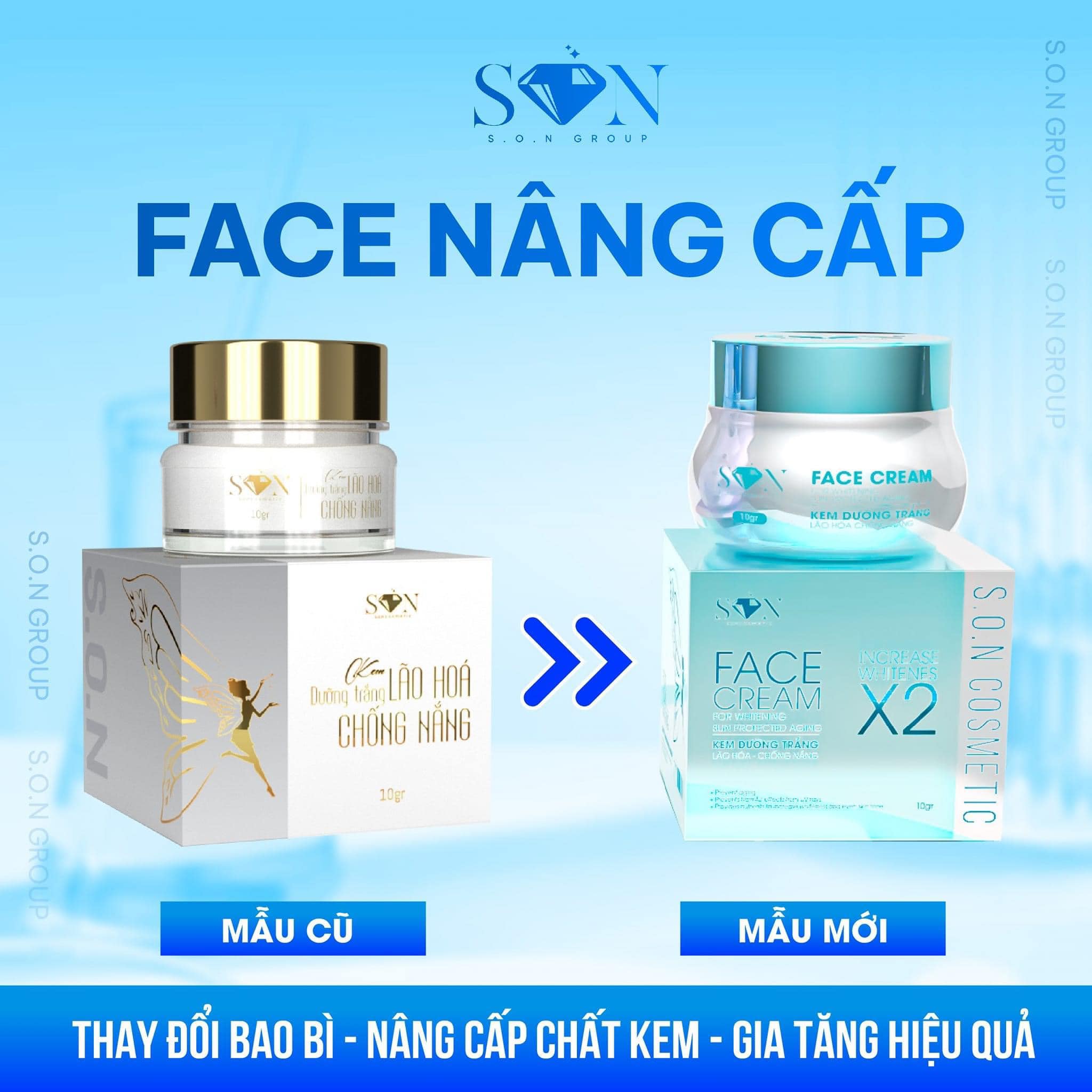 Kem Face SON Màu Xanh Biển Dưỡng Trắng Da Chống Lão Hóa