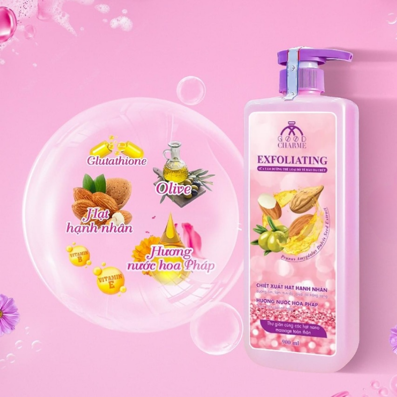 16130_8_20250913173529-5.png Sữa Tắm Cho Nữ Tẩy Tế Bào Da Chết Charme Exfoliating Hạt Hạnh Nhân Hương Nước Hoa Pháp 900ml - 8936194691552