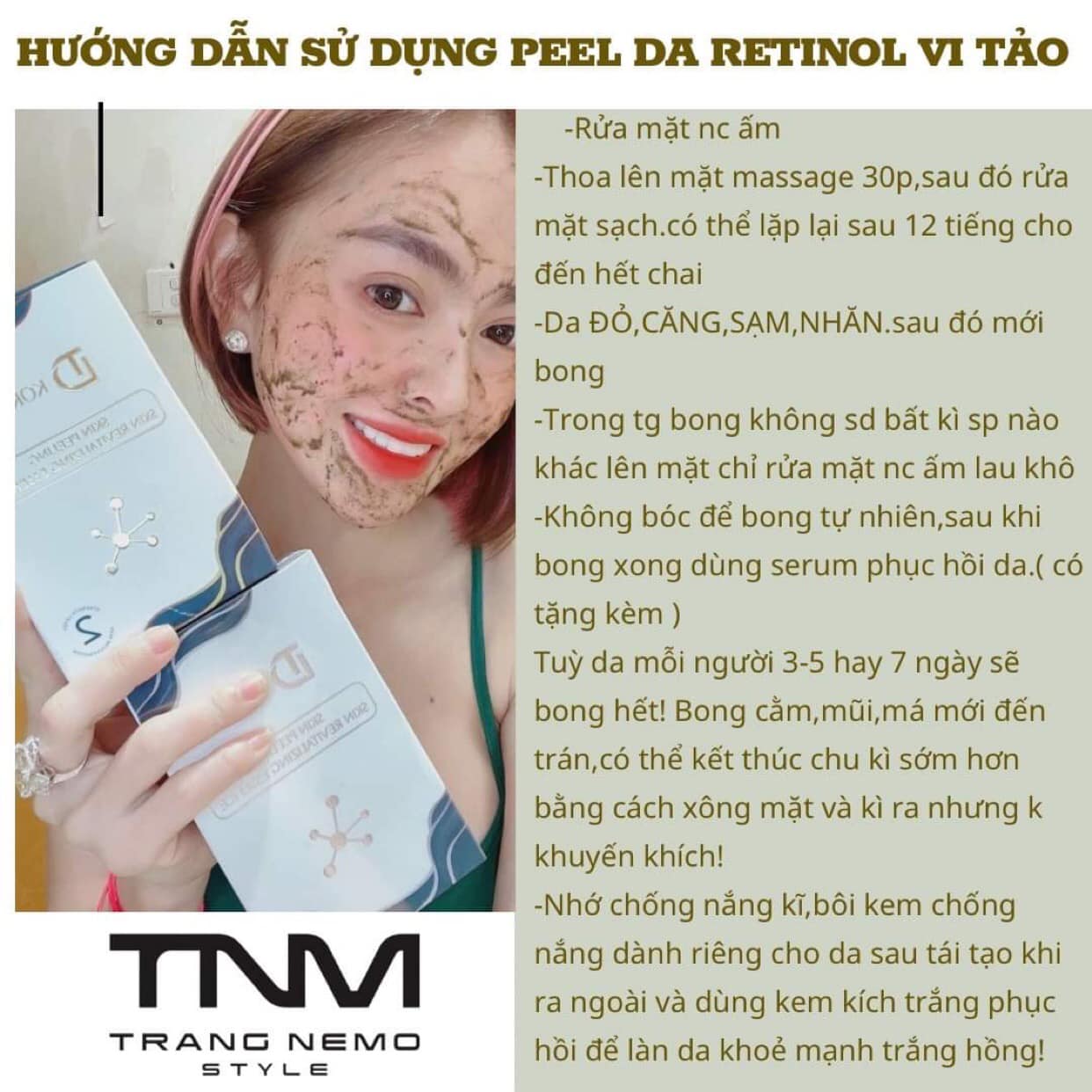 Peel Da Vi Tảo Retinol Số 1 Dành Cho Da Nhạy Cảm Trang Nemo Chính Hãng