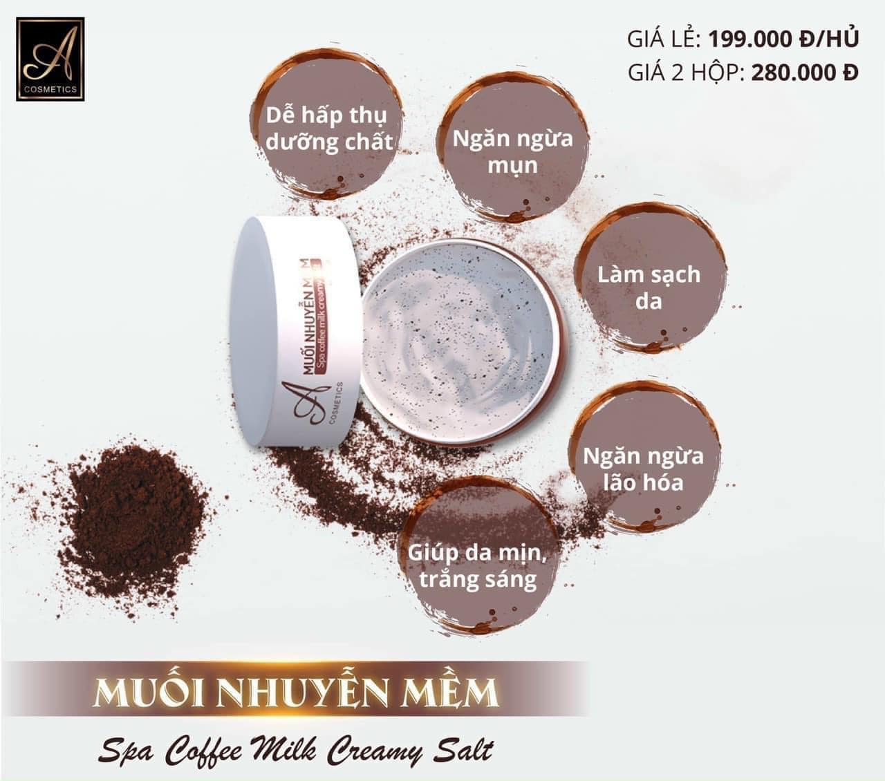 Tẩy tế bào chết muối nhuyễn mềm coffee A Cosmetics Chính Hãng