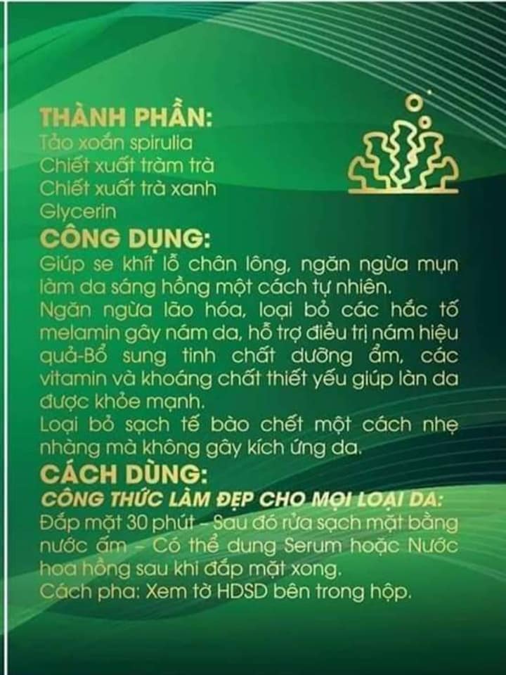 Mặt Nạ Ủ Tảo Xoắn Tươi ALOTA Huyền Phi Chính Hãng