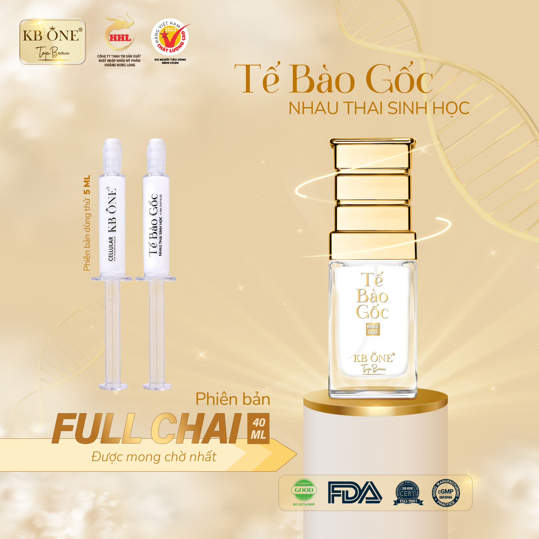 Serum tế bào gốc nhau thai sinh học Kb One Top Beau Chính Hãng