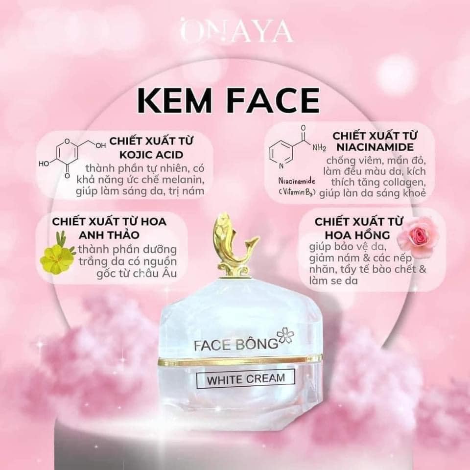 Kem face bông ONAYA dưỡng trắng da ngừa nám Chính Hãng