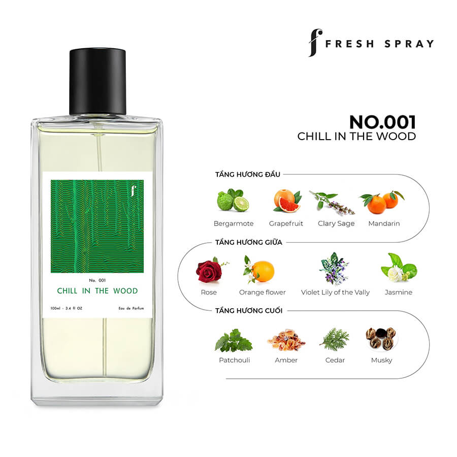 Nước Hoa F Fresh Spray No.001 Chill in the Wood 100ml - FF001