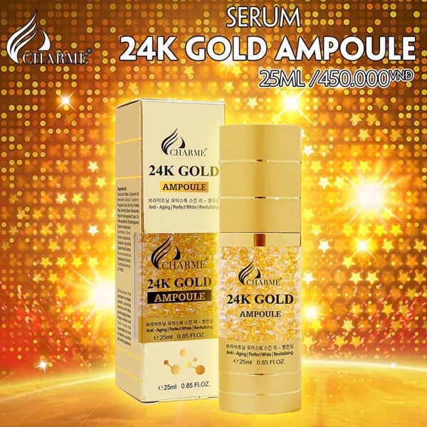 Serum Dưỡng Trắng Da Hàn Quốc Charme 24k Gold Ampoule