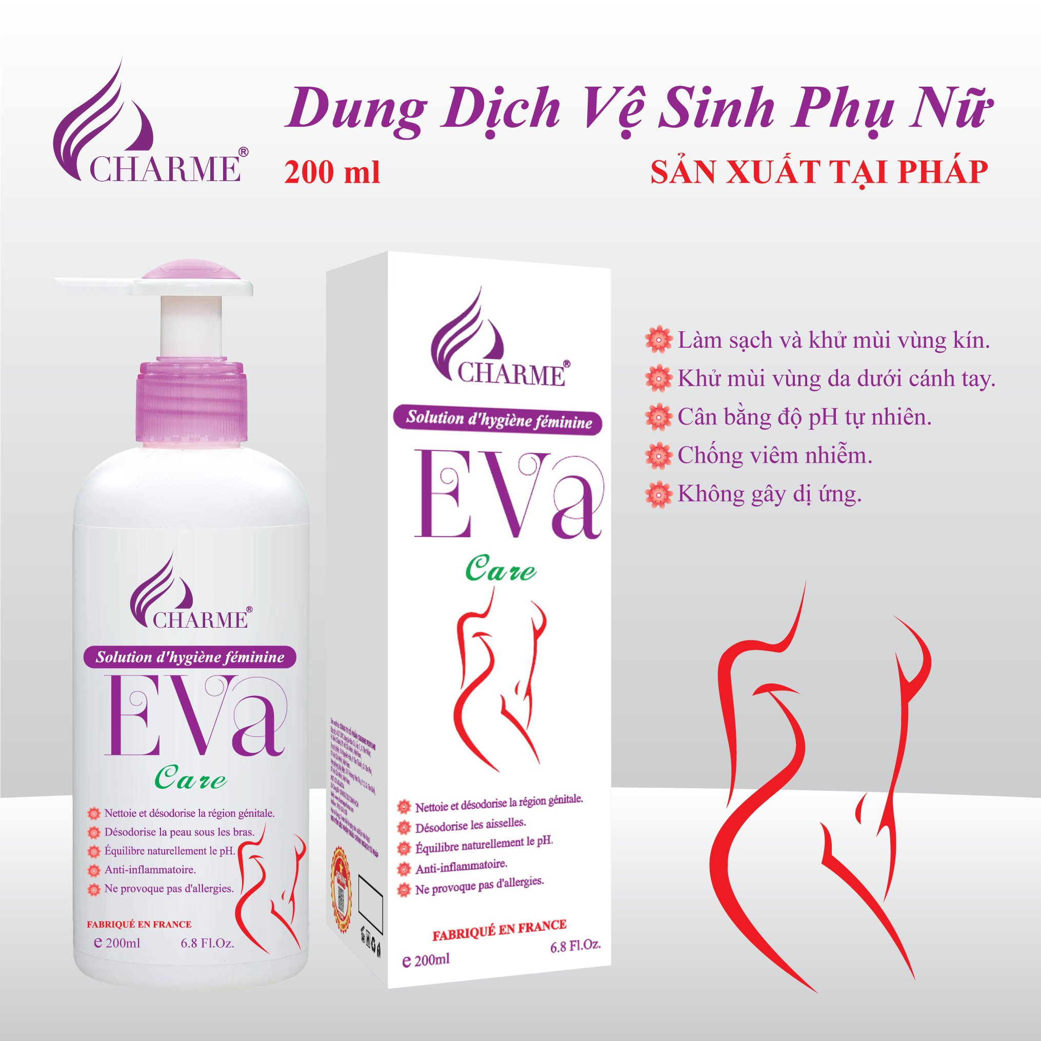 Sỉ dung Dịch Vệ Sinh Phụ Nữ Charme Eva Care 200ml