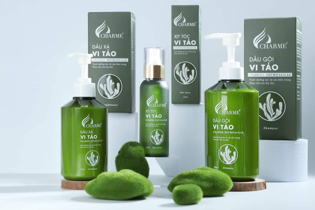 Combo Gội Xả Vi Tảo Charme Tặng Xịt Tóc
