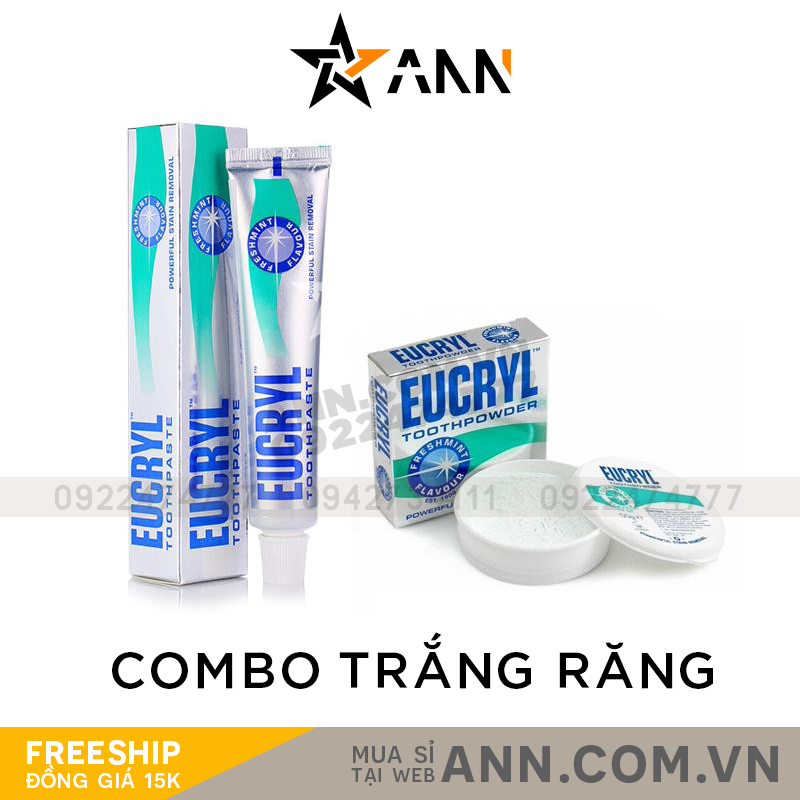 Combo Kem Đánh Trắng Răng Và Bột Tẩy Trắng Răng Eucryl Tooth Powder