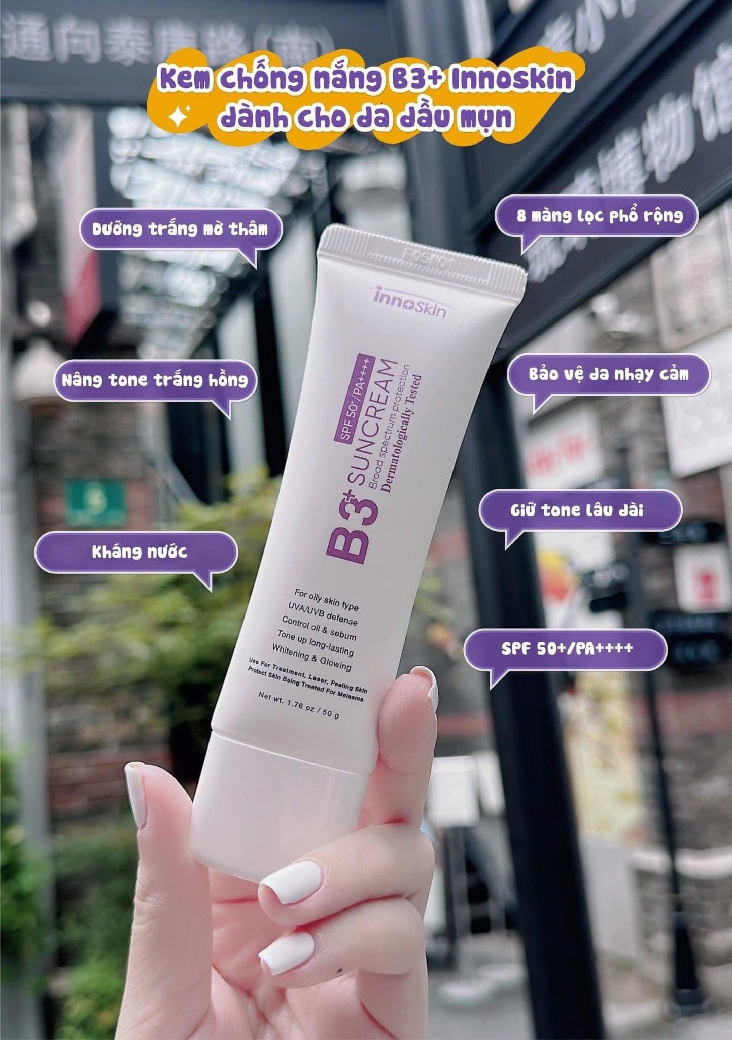 21372-b2a669a5b21d9f595389ad9b7d209bc0-2.jpg Kem Chống Nắng B3 InnoSkin Màu Tím Cho Da Dầu - 8809315252522