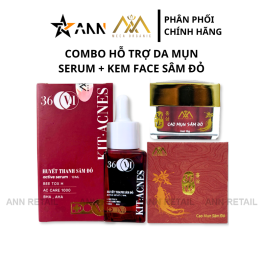 Combo Cao Mụn Sâm Đỏ và Serum Cốt Thảo Dược 36 vị Meea Organic - CBFACEMEEA04