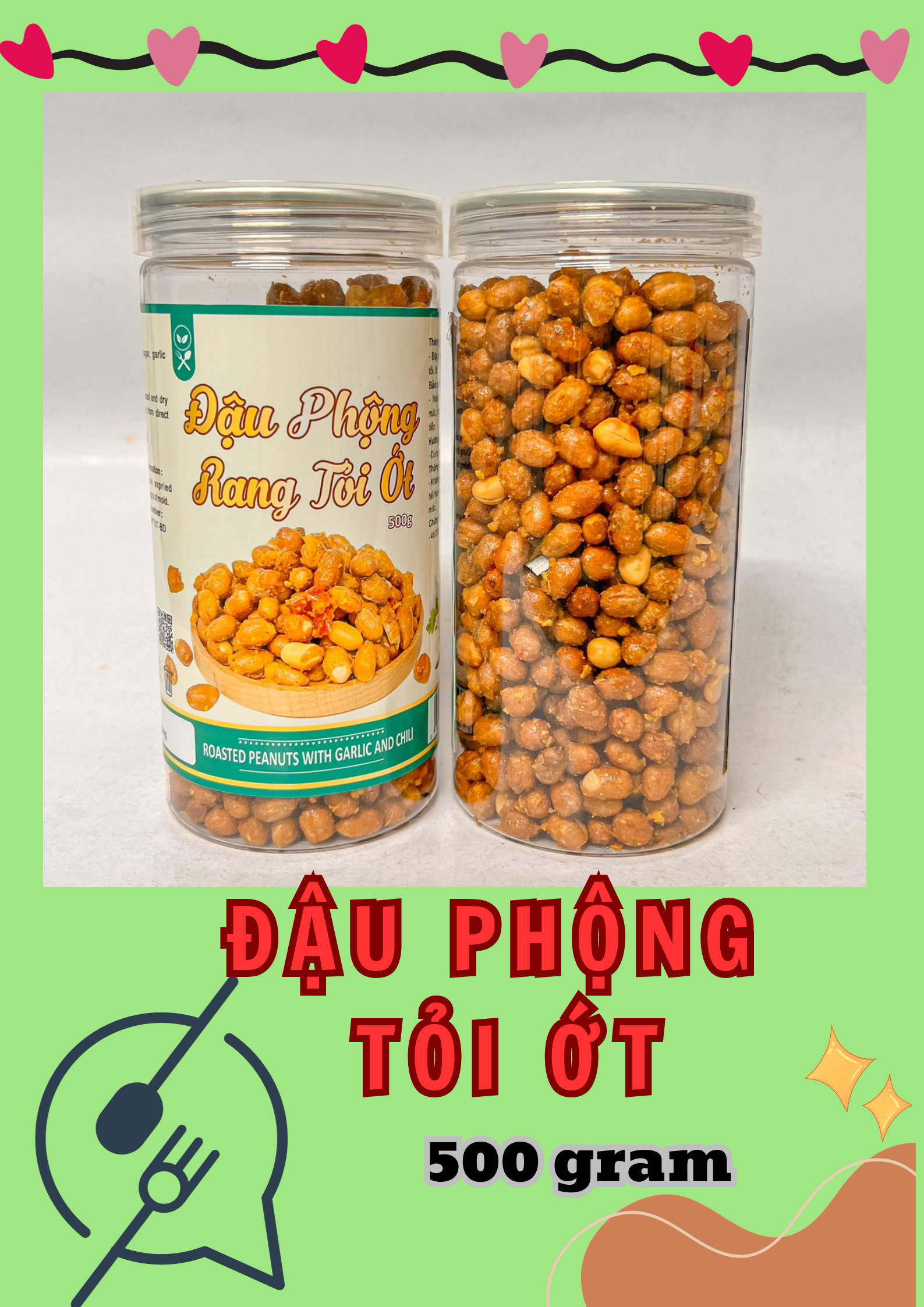 Sỉ đậu Phộng Da Cá Tỏi Ớt Thơm Ngon 500g