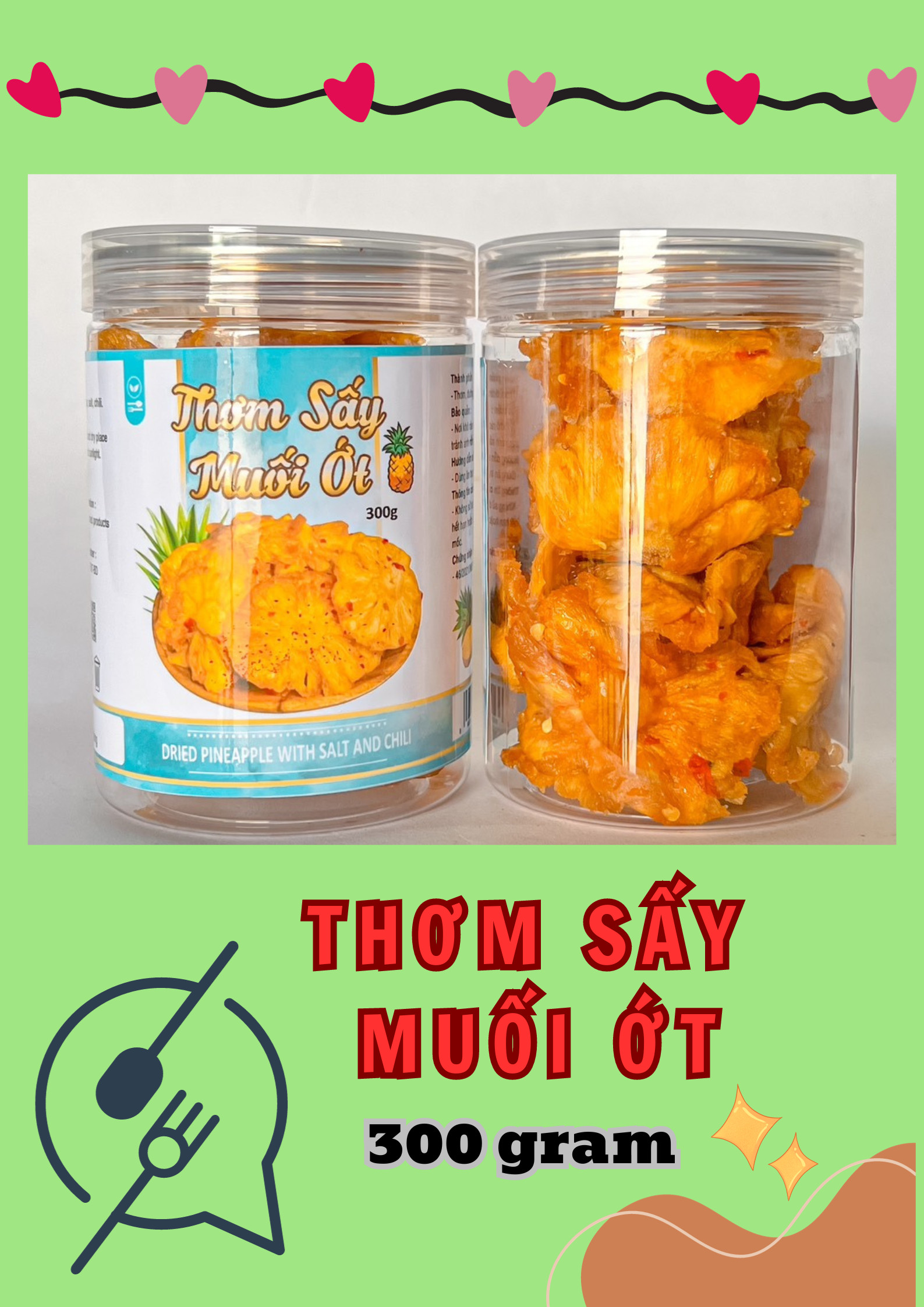 22533-22533-z4832619560366-20d1c80b9cc77aa019d513dd31f004ca-2.jpg Thơm Sấy Muối Ớt Thơm Ngon 300g - 8936208931599