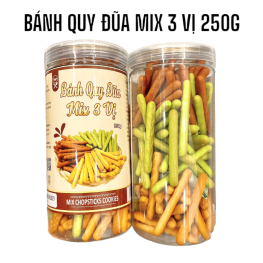 Bánh Quy Đũa Mix 3 Vị ( Bơ sữa - Chùm ngây - Socola) Thơm Ngon 250g - BQDM3V