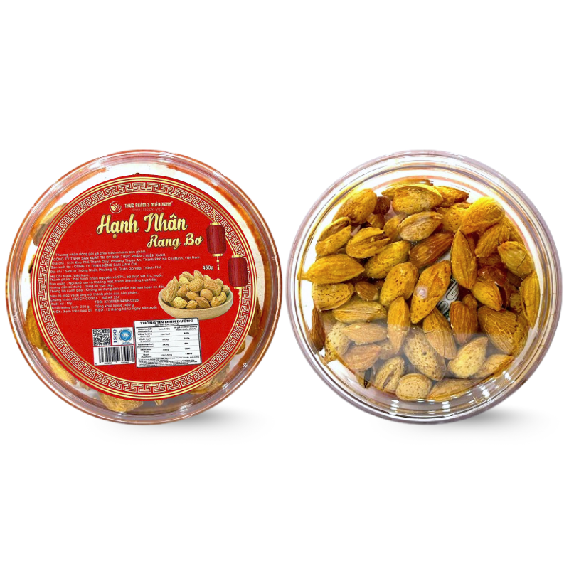 Hạnh Nhân Rang Bơ 450g - Hộp Tròn Lớn