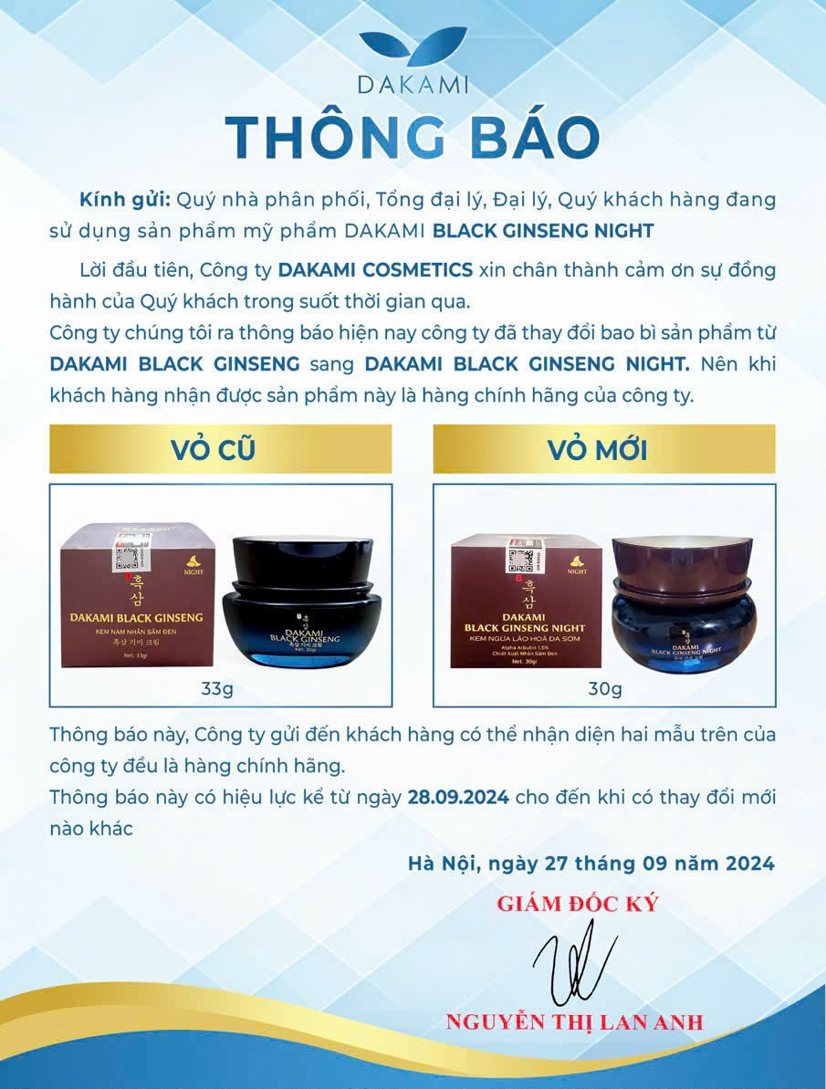 Sỉ kem Face Nám Nhân Sâm Đen Dakami Black Ginseng