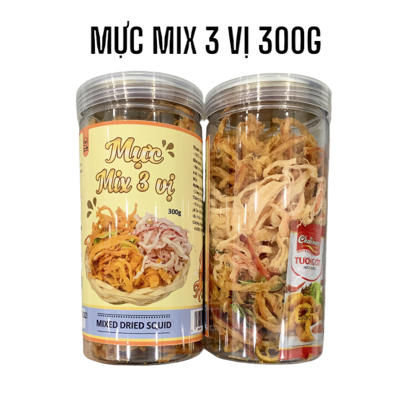 Mực Mix 3 Vị Thơm Ngon (Tomyum - Bơ Tỏi - Hấp Dừa) Hộp