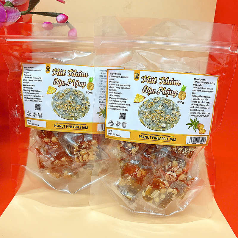 Mứt Khóm Đậu Phộng Túi Zip 300g