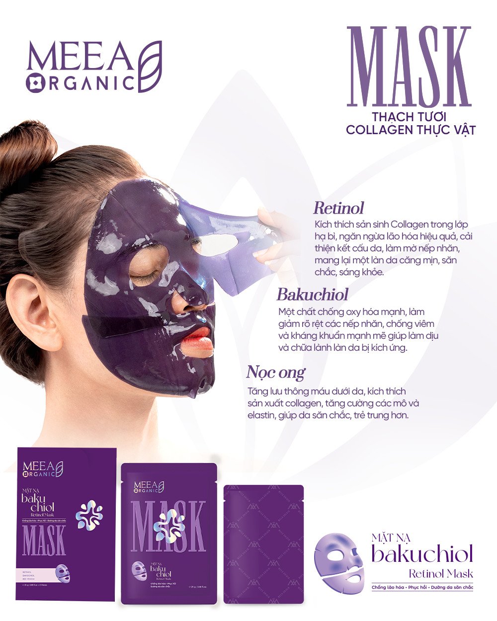 23596-412528241-1033088381213901-6250715048359653447-n-1-1.jpg Mặt Nạ Thạch Collagen Meea Organic Màu Tím Bakuchiol Retinol Mask Hộp 5 Miếng - 8938534672467