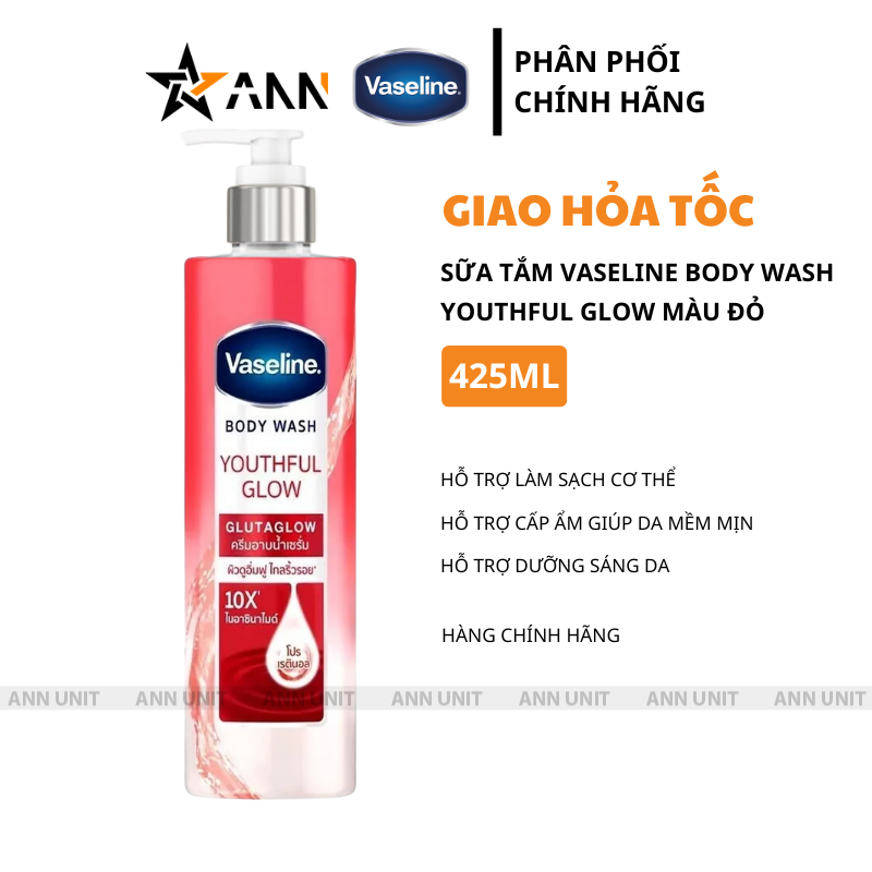 23877_vaseline-body-wash_20250414162619.png Sữa Tắm Màu Đỏ Vaseline Body Wash Youthful Glow 10X 425ml - 8851932459761