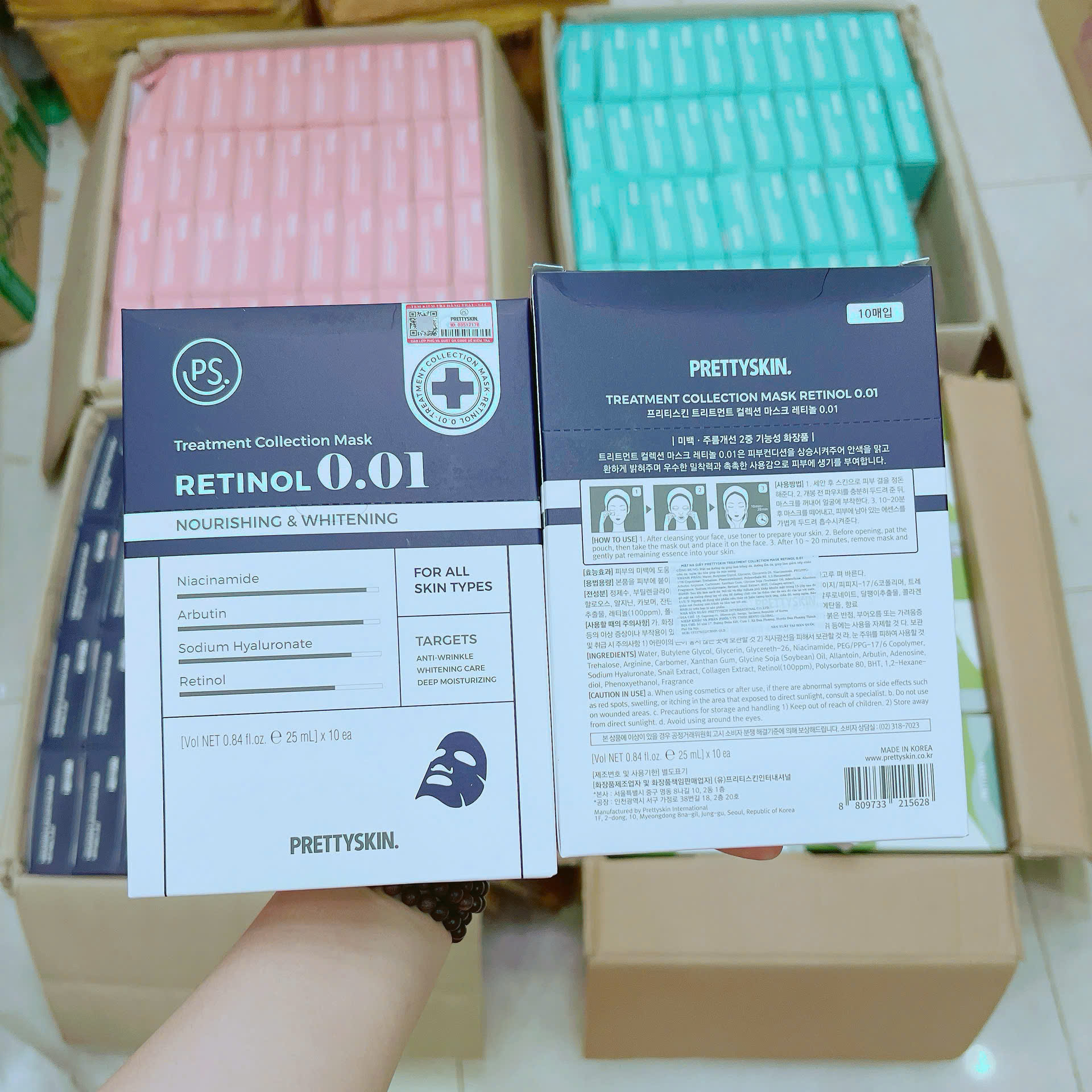 Mặt Nạ Prettyskin Retinol 0.01 Màu Xanh Đậm Tái Tạo Da Hộp 10miếng