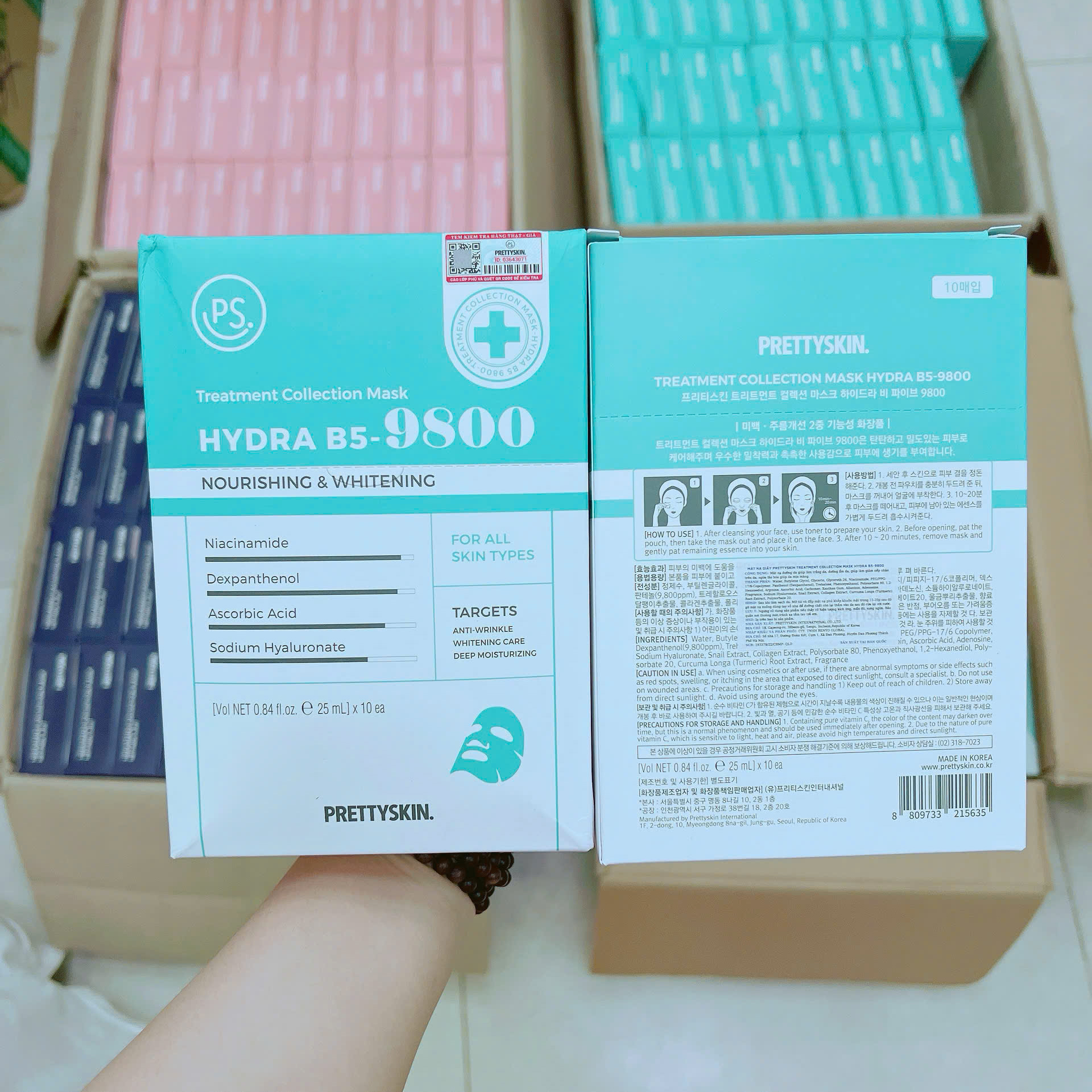 Mặt Nạ Prettyskin Hydra B5 Màu Xanh Nhạt Phục Hồi Da Hộp 10miếng