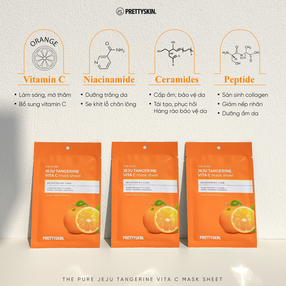 Kho sỉ mặt Nạ Vitamin C Prettyskin Jeju Tangerine Hộp 10 miếng