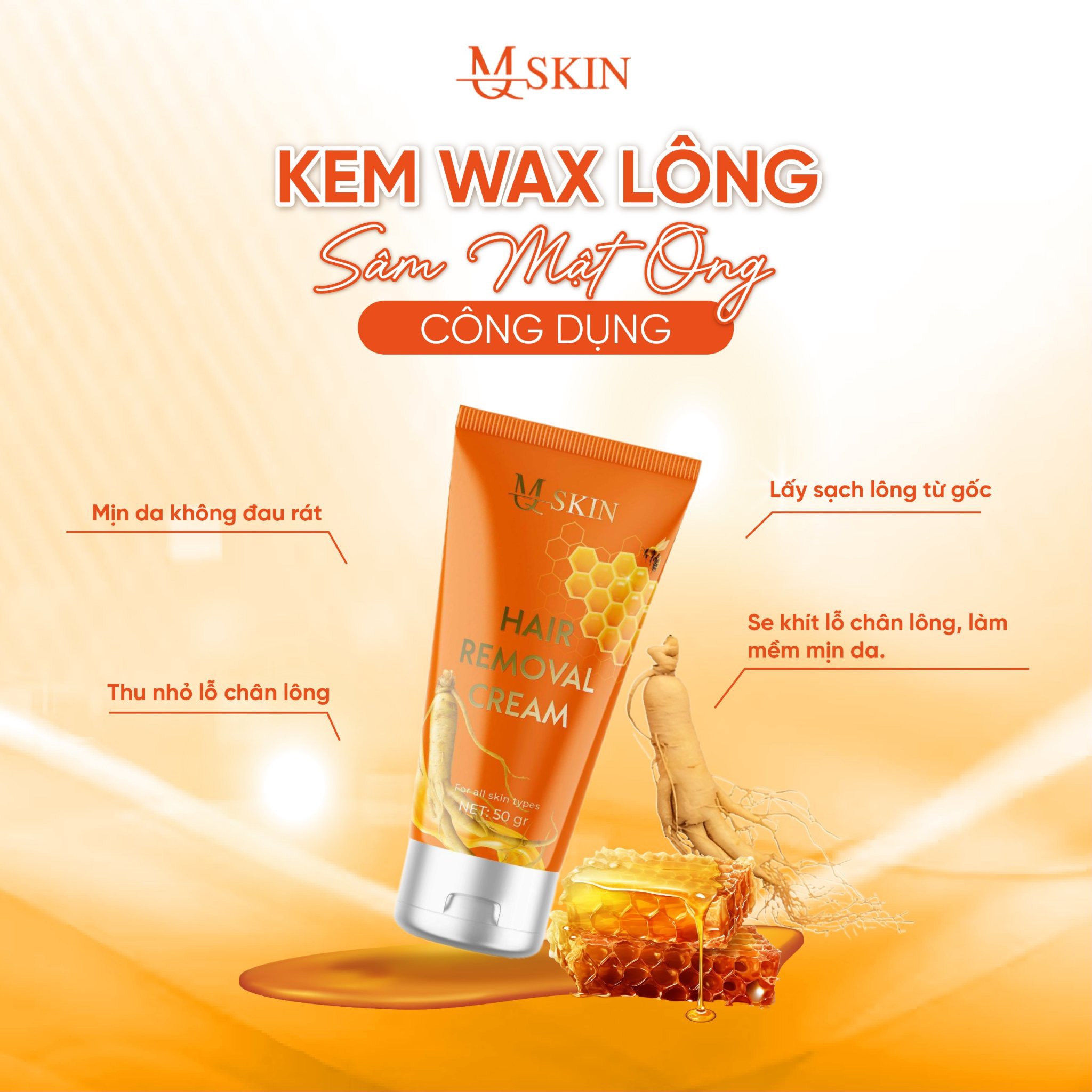 Combo Kem Tẩy Lông + Kem Thâm Nách MQ Skin Sâm Chanh Mật