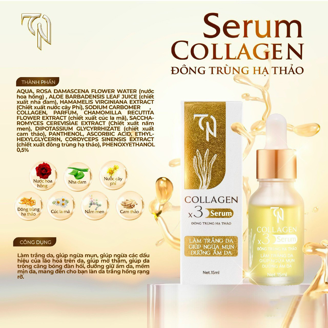 Kho sỉ serum Nám Collagen X3 TN Mỹ Phẩm Đông Anh 15ml