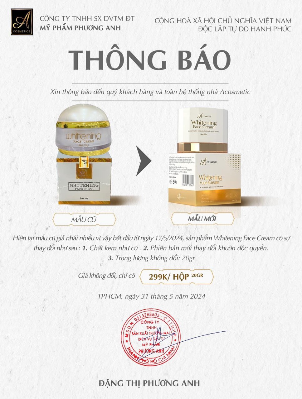 Kho sỉ kem Face Pháp New A Cosmetics Mỹ Phẩm Phương Anh