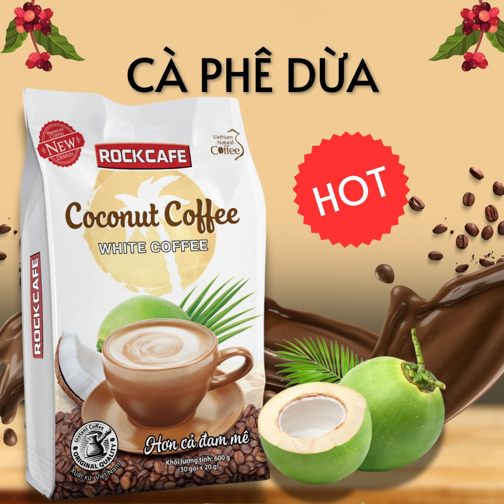 Cà Phê Dừa Coconut Coffee RockCafe Túi 30 Gói