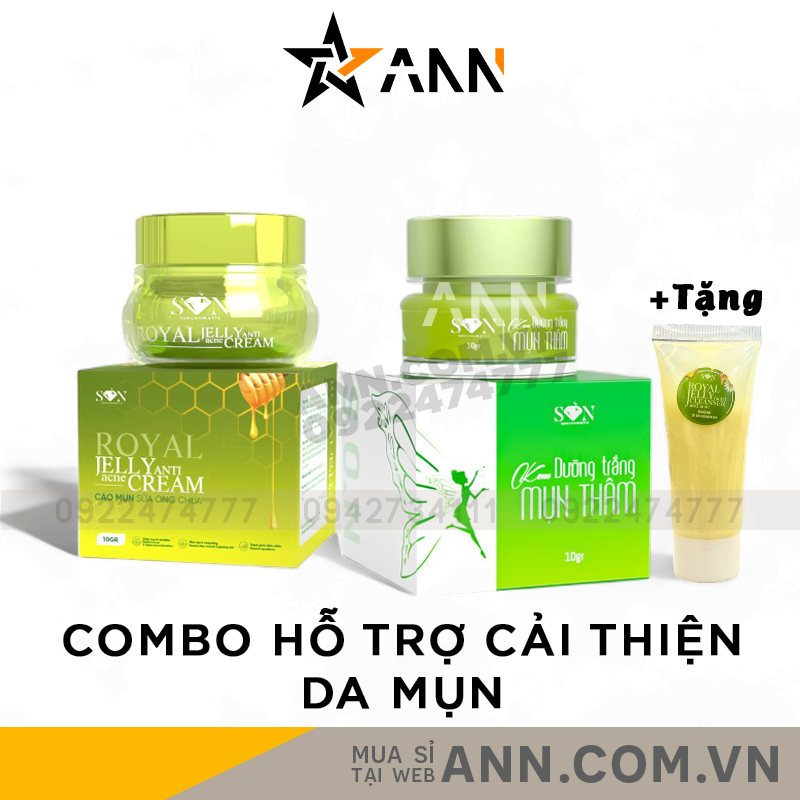 24645_144_20240704123727-1.png Combo Kem Face Cao Mụn Sữa Ong Chúa + Kem Face Xanh Mụn Thâm SON Cosmetic - COMBOSON10
