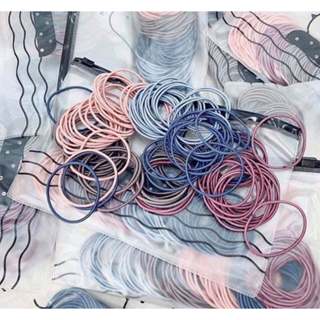 Set 100 Dây Thun Buộc Tóc Có Túi Zip 18x12cm