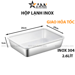 Combo 2 Hộp Đựng Thực Phẩm Lạnh Inox Size To 26x20x5cm - HDTPL01