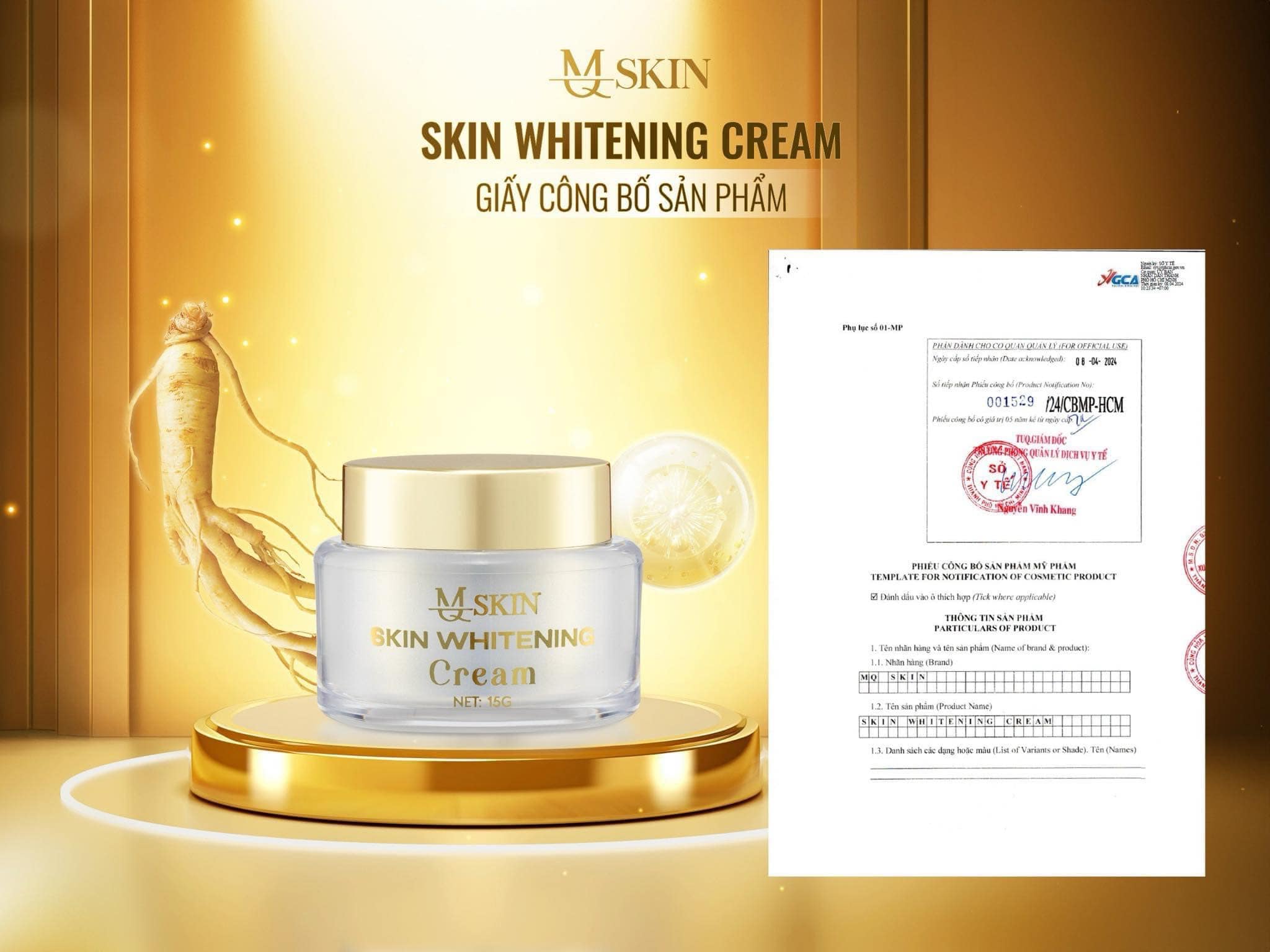 Combo Kem Face Nhân Sâm Ban Ngày MQ Skin Whitening Cream + Serum Hyalu Complex