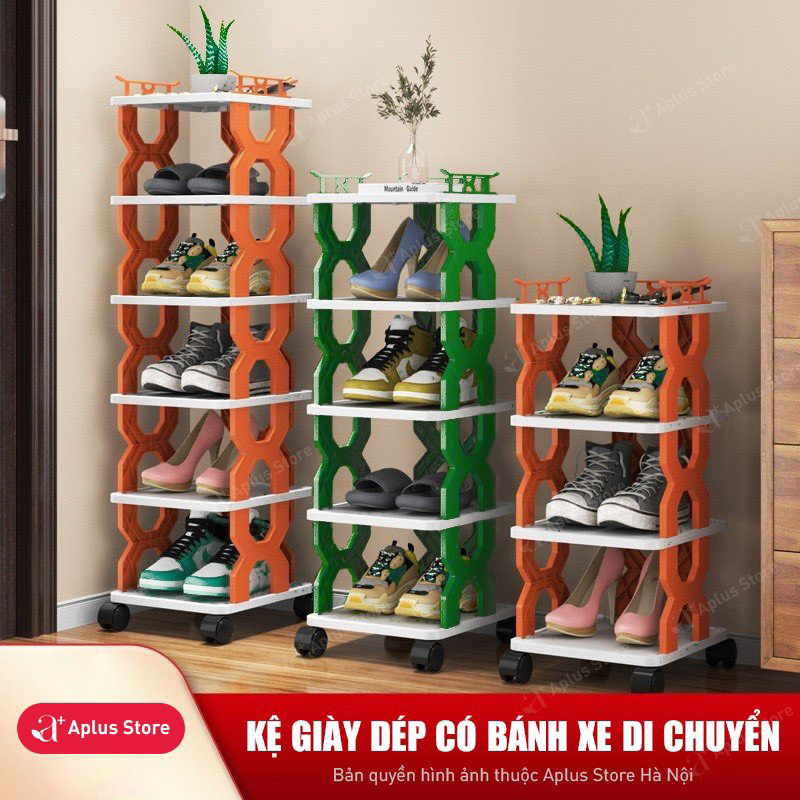 Kho sỉ kệ Để Giày 5 Tầng Có Bánh Xe 24x26x73cm