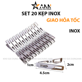 Set 20 Kẹp Inox Kẹp Quần Áo 4x2x1cm - KINKQA01