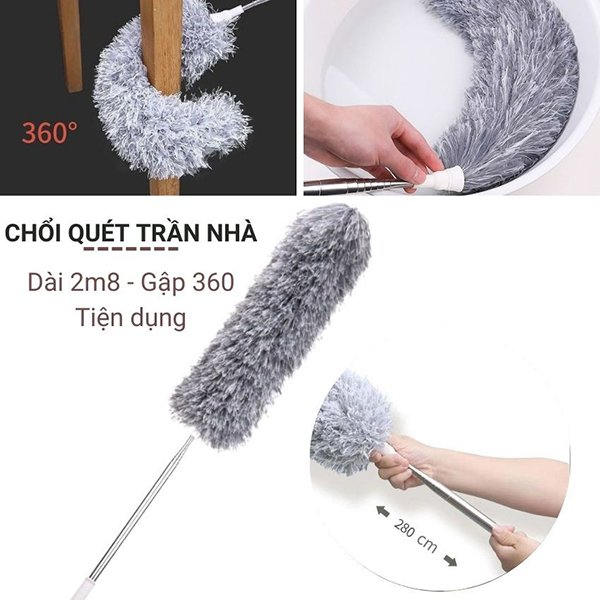 Chổi Quét Trần Nhà Quét Mạng Nhện Gấp Gọn 80cm