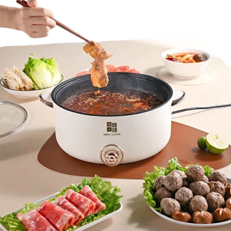 Nồi Lẩu Sumi Trắng 2 Tầng Bếp Điện 34x26cm