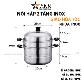 Nồi Hấp 2 Tầng Inox Kèm Xửng Hấp - NH3TIN01
