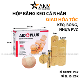 Hộp 100 Miếng Băng Cá Nhân Aid Plus 4 Size Băng Keo Cá Nhân Bảo Vệ Vết Thương - H100MBKCN01