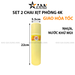 Set 2 Chai Xịt Thơm Phòng 4K Plus Khử Mùi - XPKM4K01