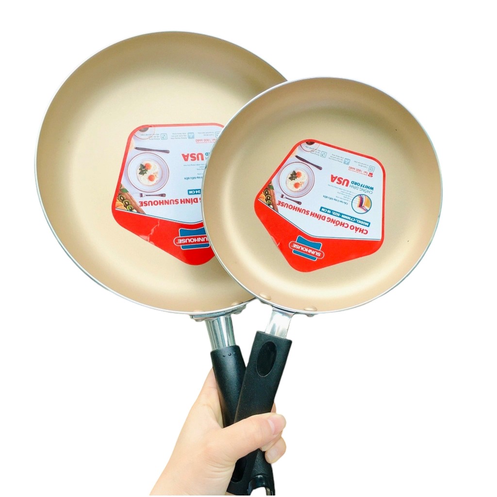 Sỉ set 2 Chảo Chống Dính Sunhouse Dùng Cho Bếp Ga